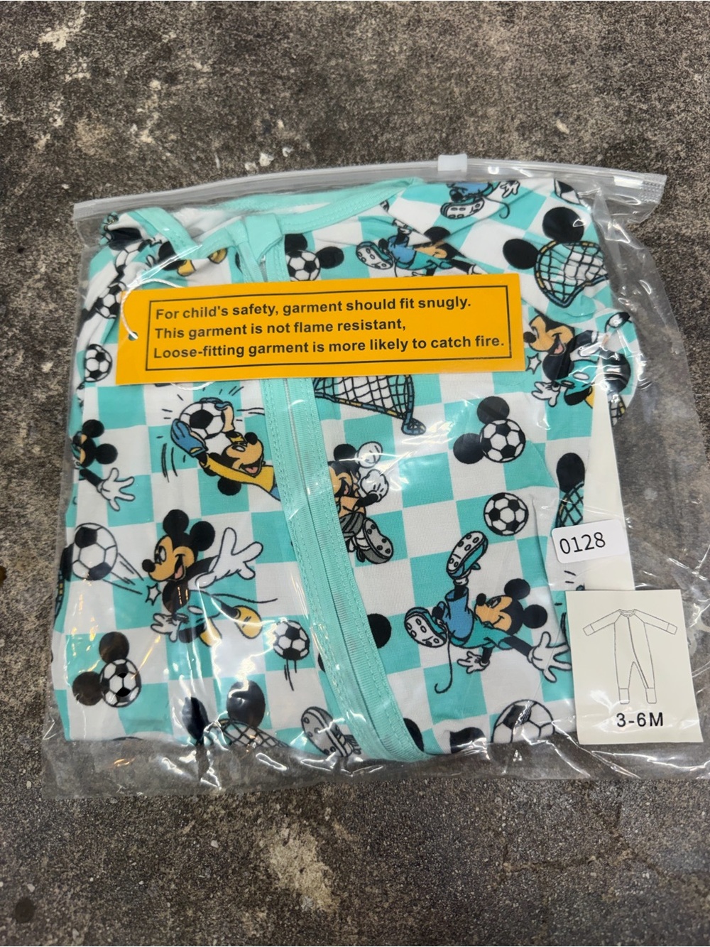 Mickey Mouse Teal Check Baby Zipper Sleepwear - Kids